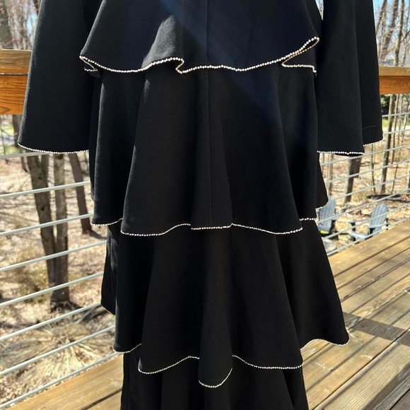 NWT Rachel Zoe Paola Tiered Crystal Embellished Crepe Black Maxi Gown Dress - Picture 7 of 10